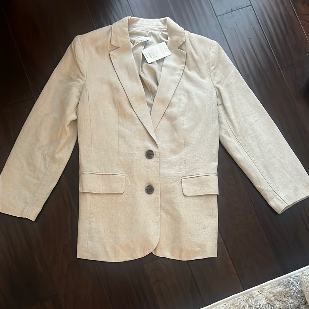 Beige Blazer with Button Closure